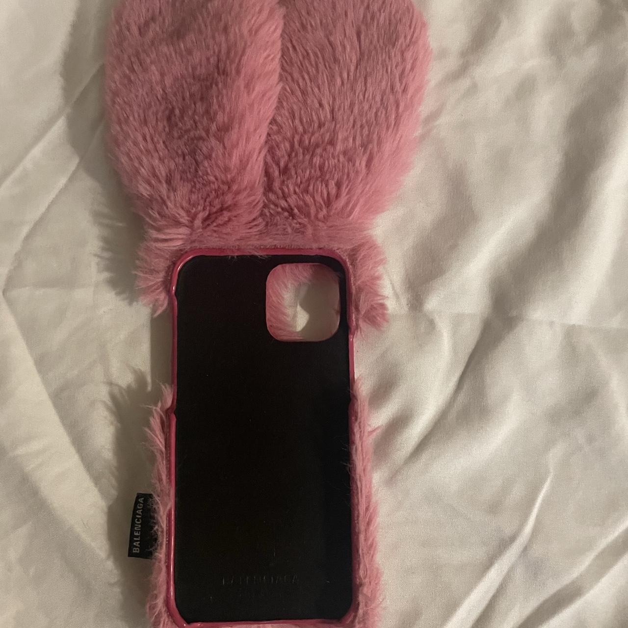Cutee soft Balenciaga pink furry bunny ears iPhone...