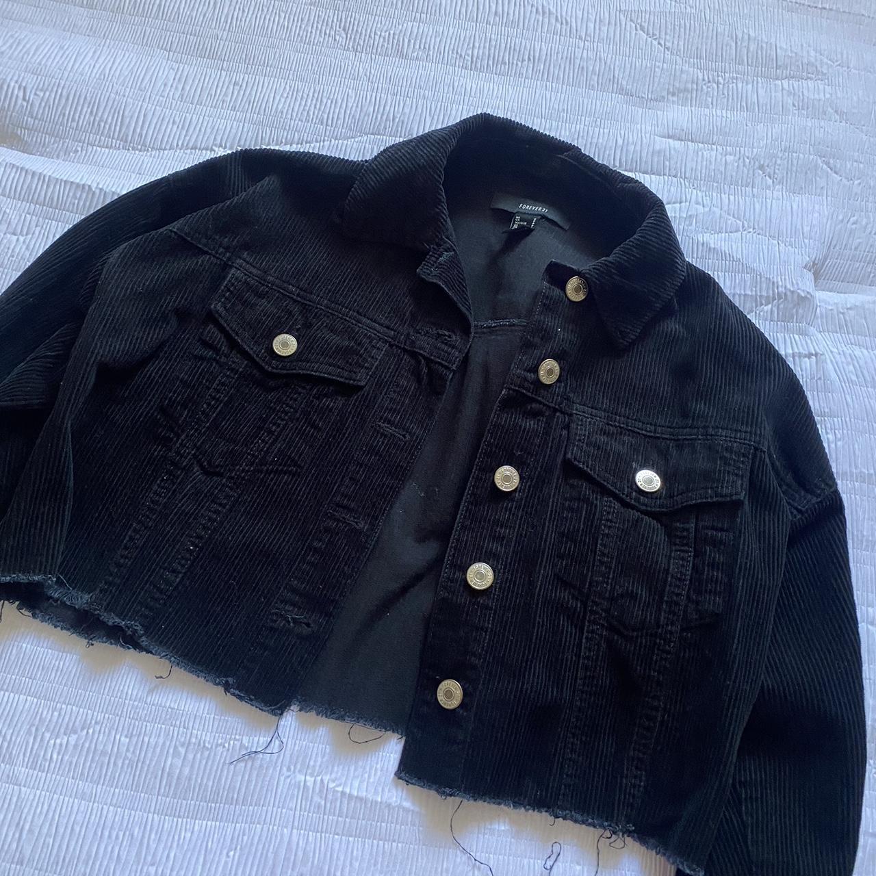 Forever 21 Cropped Black Jacket (Velvet) - Depop