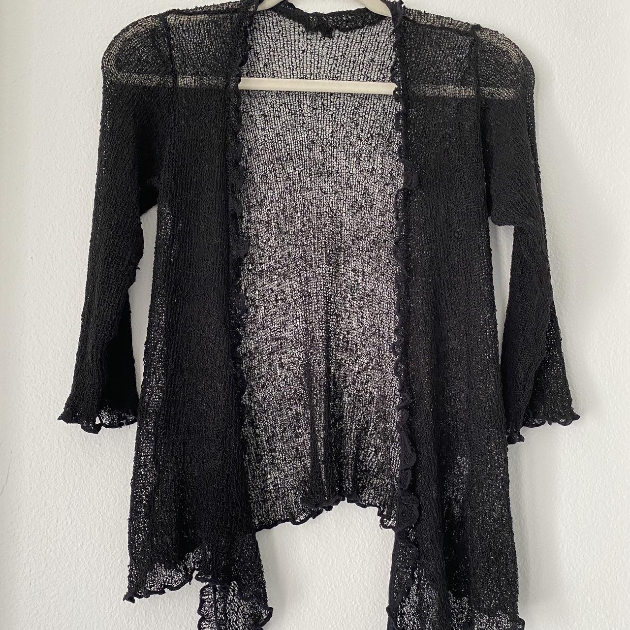 sheer knit cardigan to add a unique element to an... - Depop