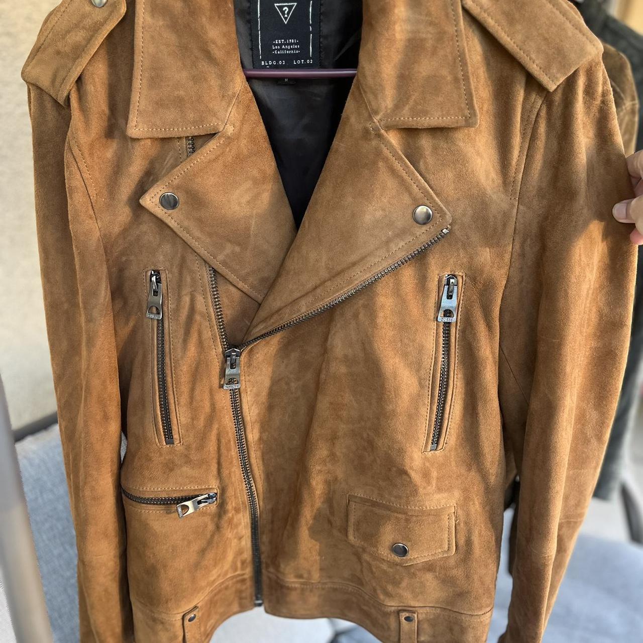 Men s guess 100 goat leather jacket guess. Depop