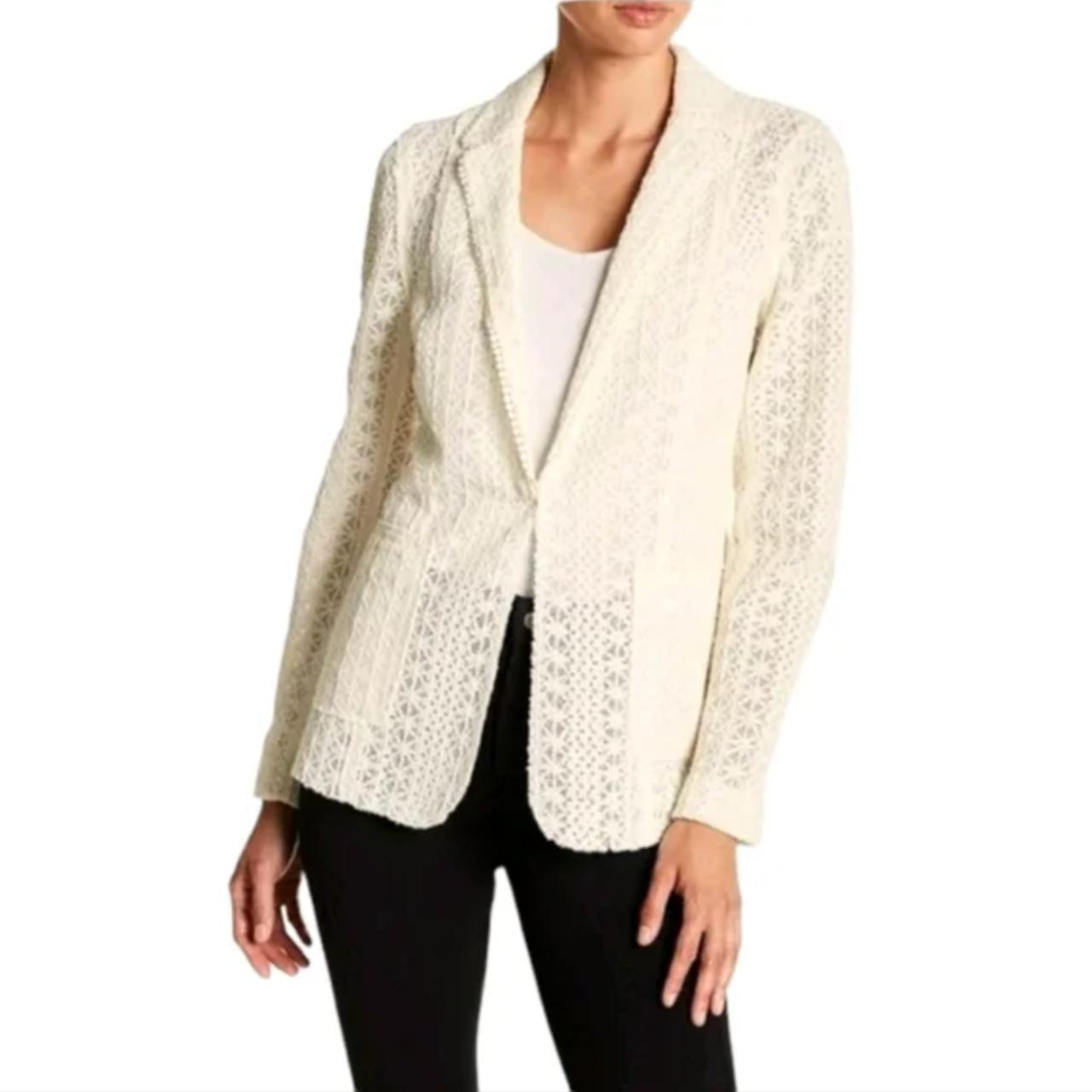 Elie Tahari Rooney Crochet Blazer in White Lace Size