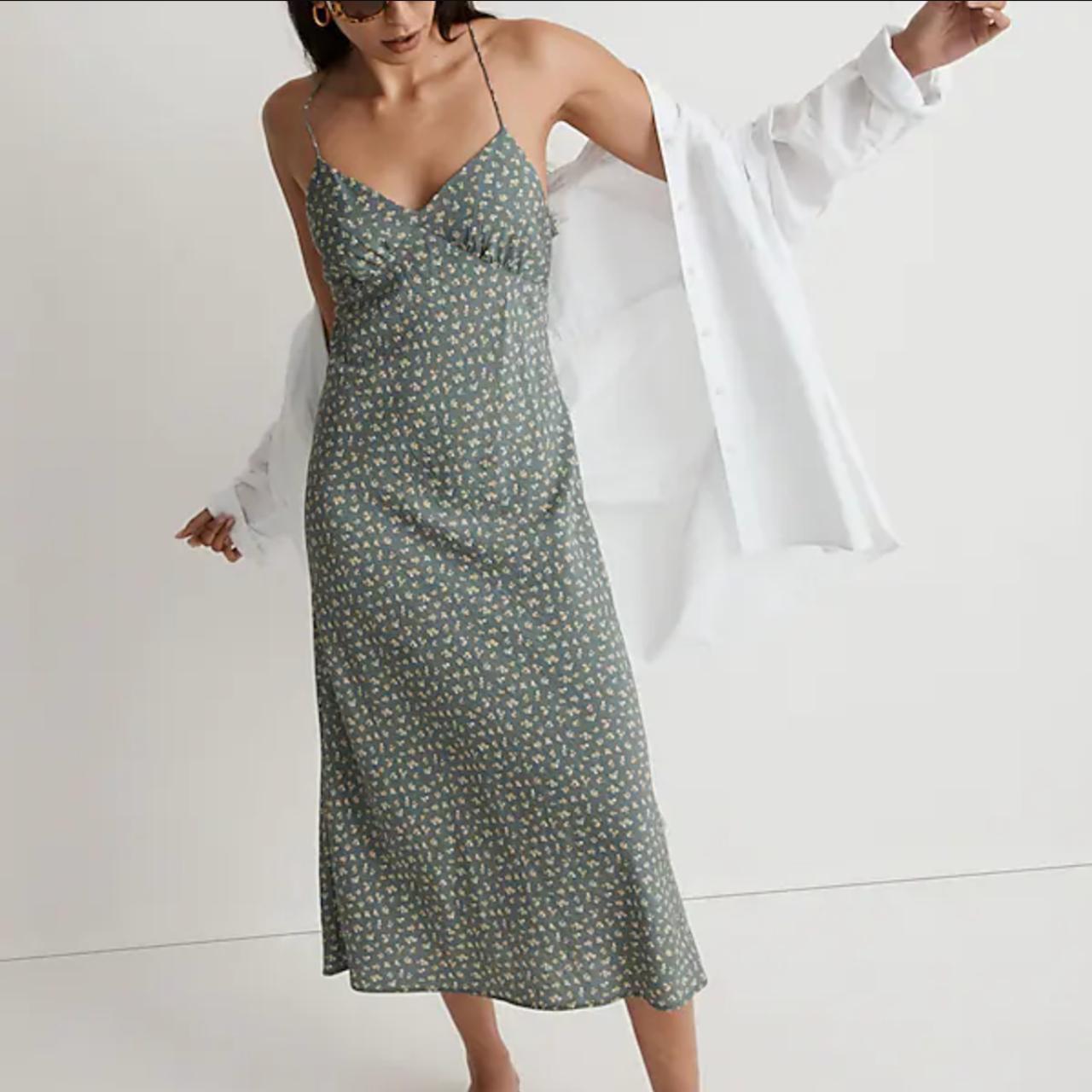 Madewell green floral dress hotsell