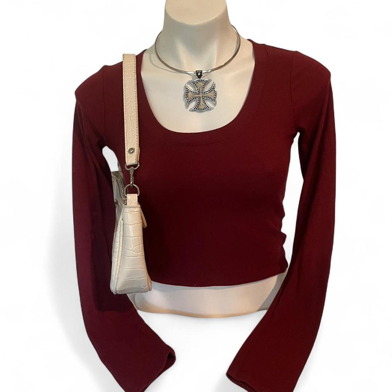 Brandy Melville Women's Crop top Burgundy/Red S – Burgundy