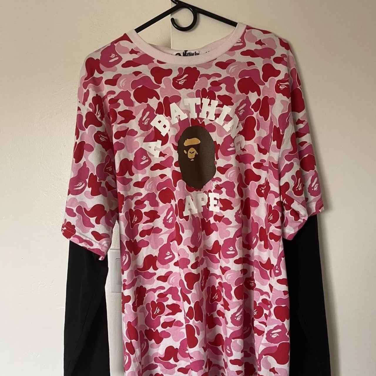 Pink cameo bape tee (XL) - Depop