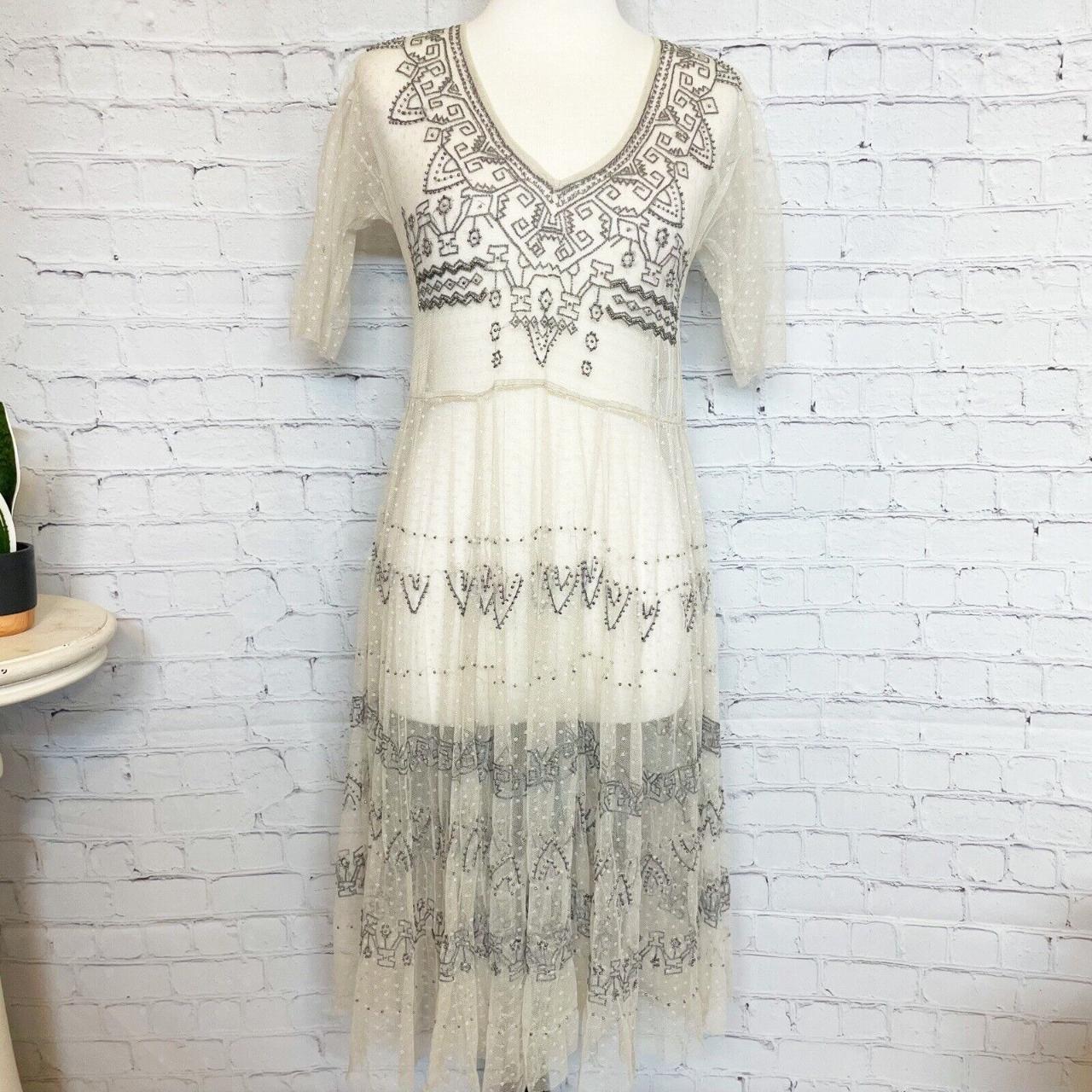 NWT Johnny Was Biya Beaded Mesh Midi Dress Women S... - Depop