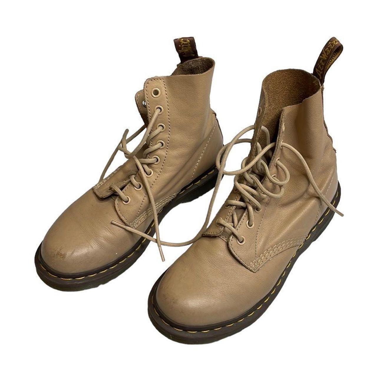Vintage tan leather Dr Marten Lace Up Combat Boots... - Depop