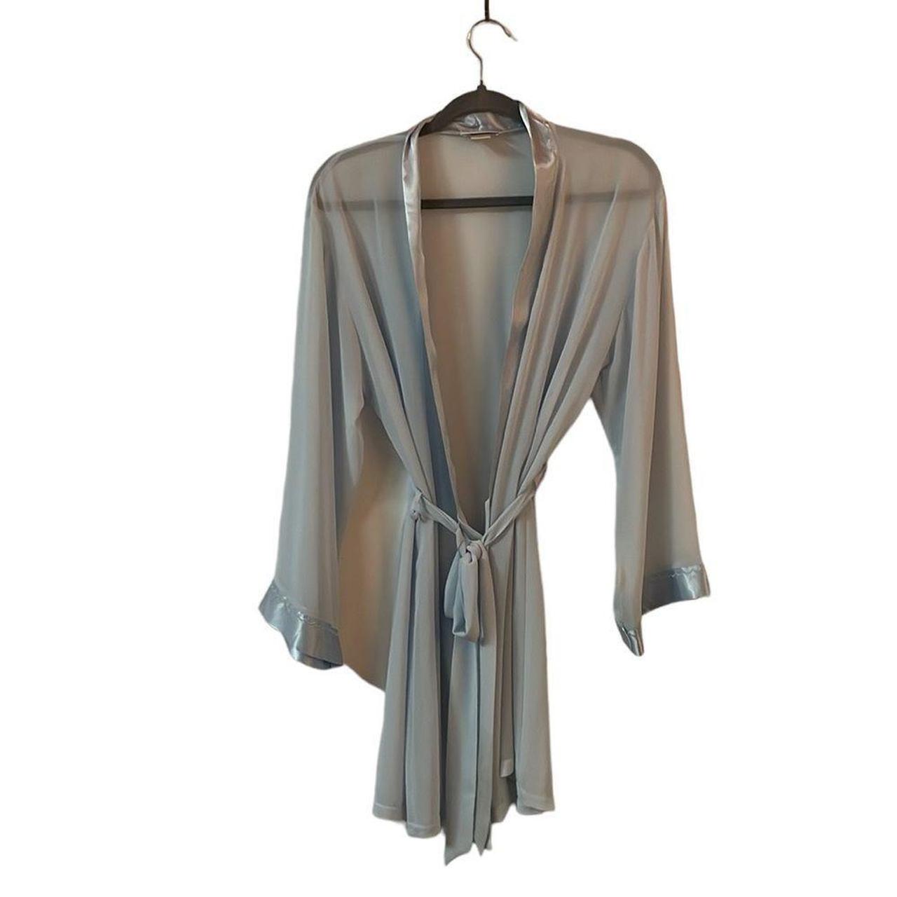 Vintage sheer satin baby blue robe large / extra... Depop