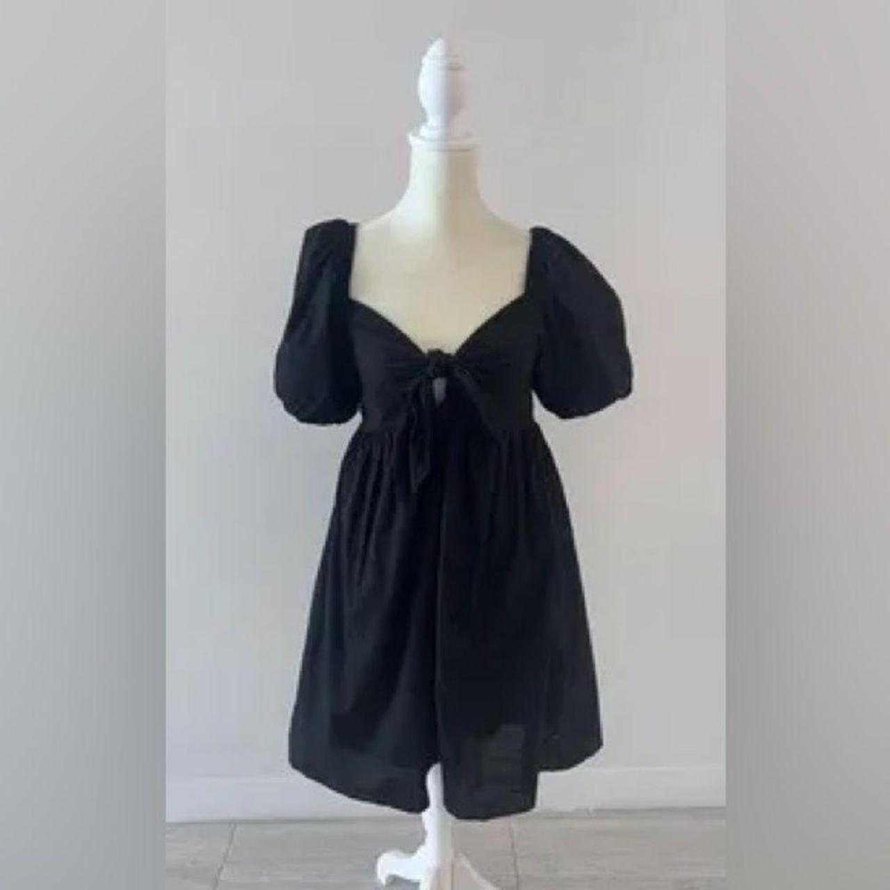 Wild fable Black Puff Sleeve Mini Dress Tie front... - Depop