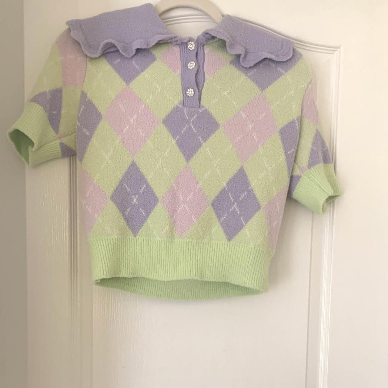 Zara Argyle Short Sleeved Jumper Brand New With Depop