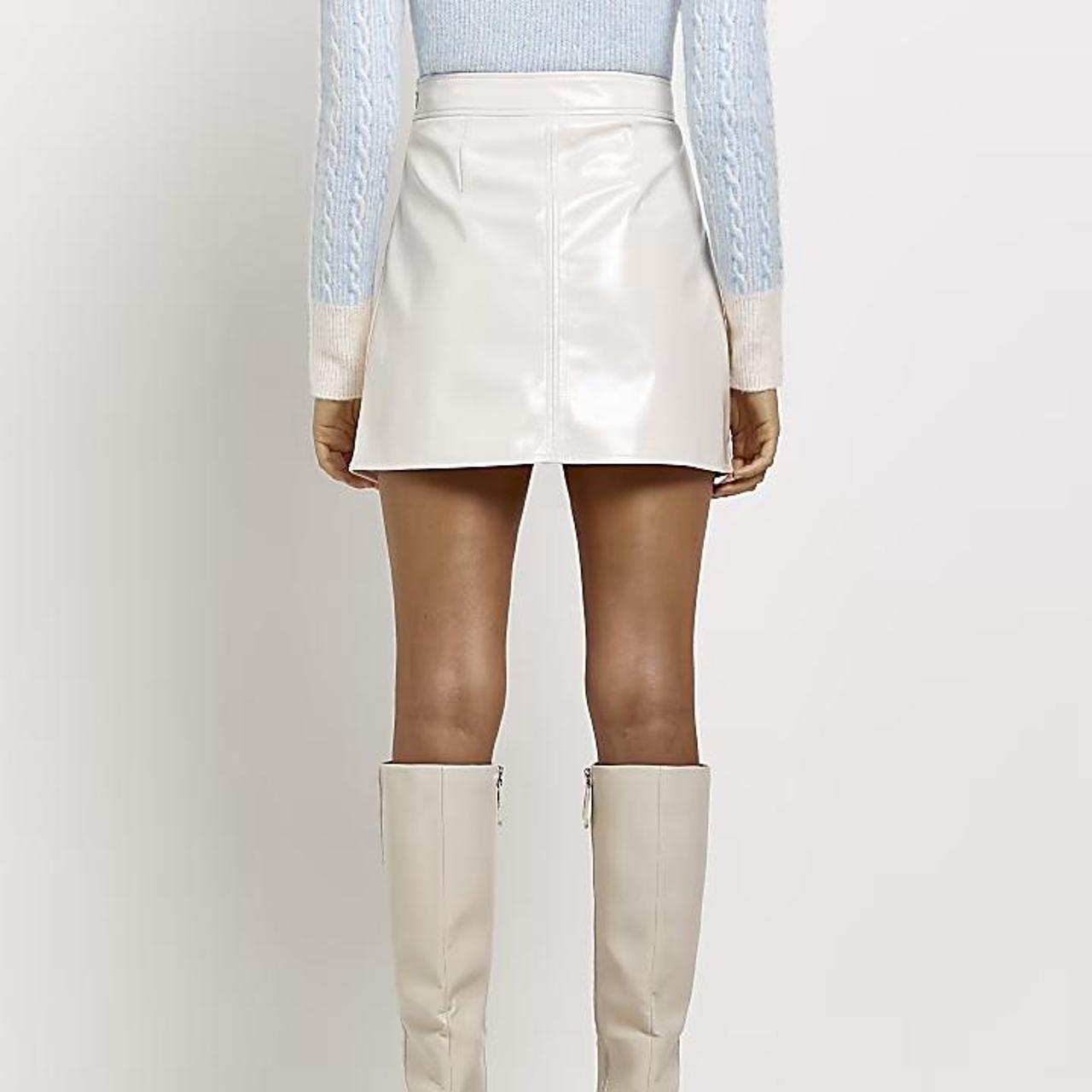 River Island Women's White Skirt Depop