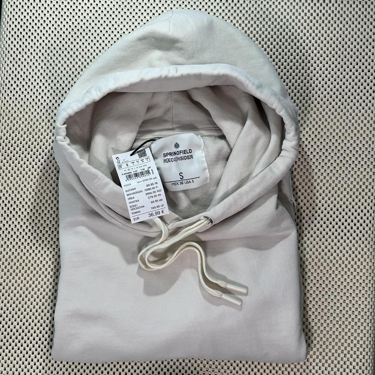 SPRINGFIELD solid cream white hoodie mint... Depop