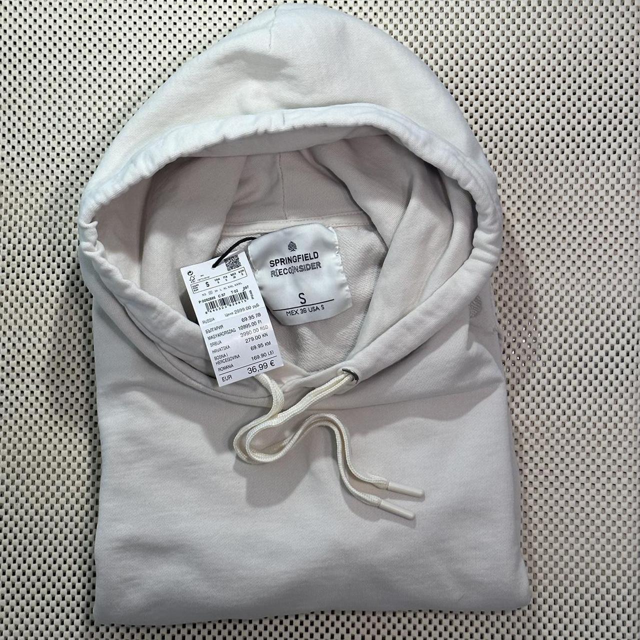 SPRINGFIELD solid cream white hoodie mint... Depop