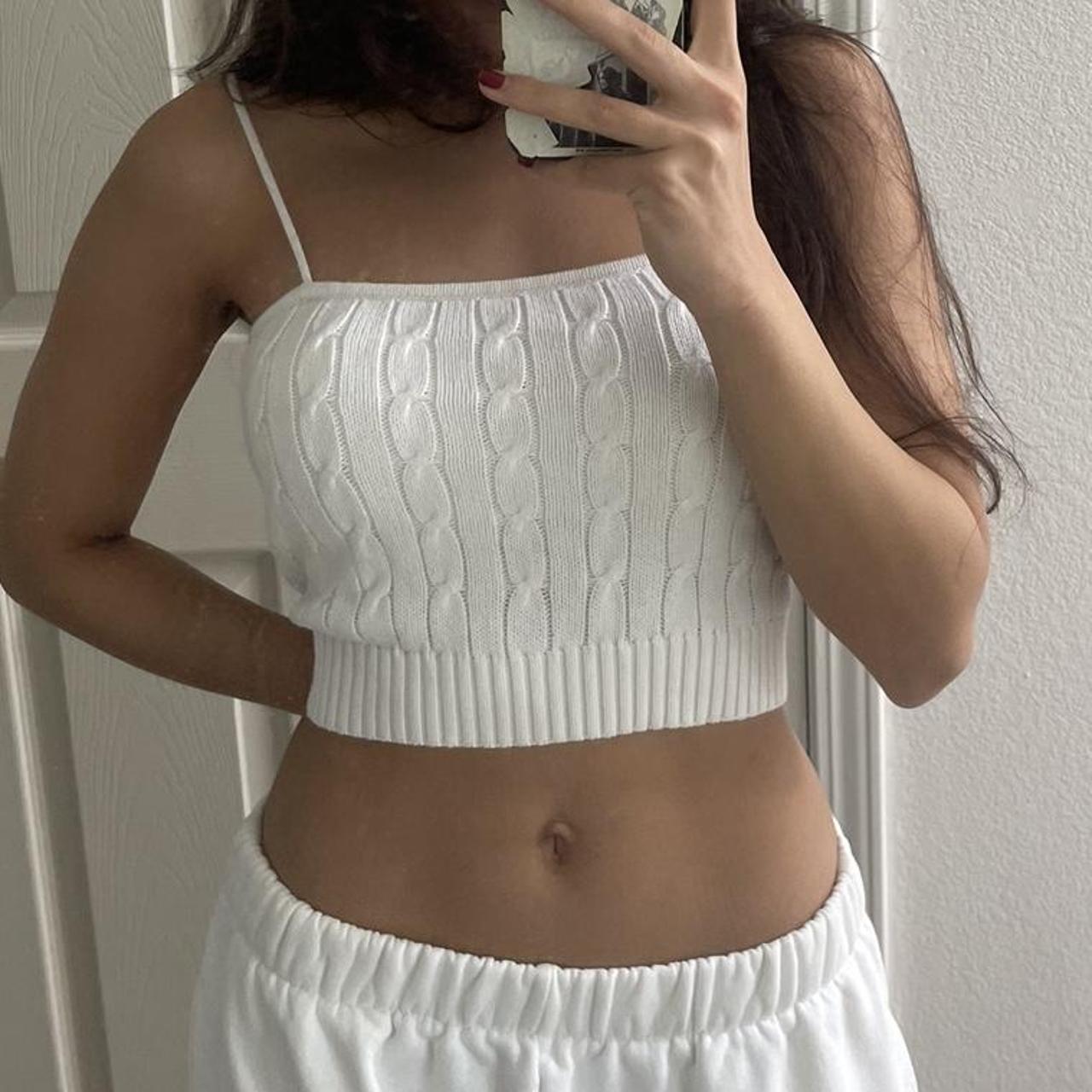 Brandy Melville - White Cropped Brandy Melville Top on Designer