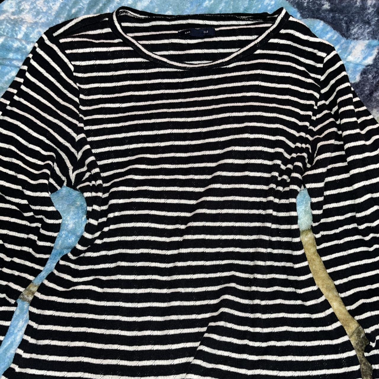 american eagle long sleeve black and white striped