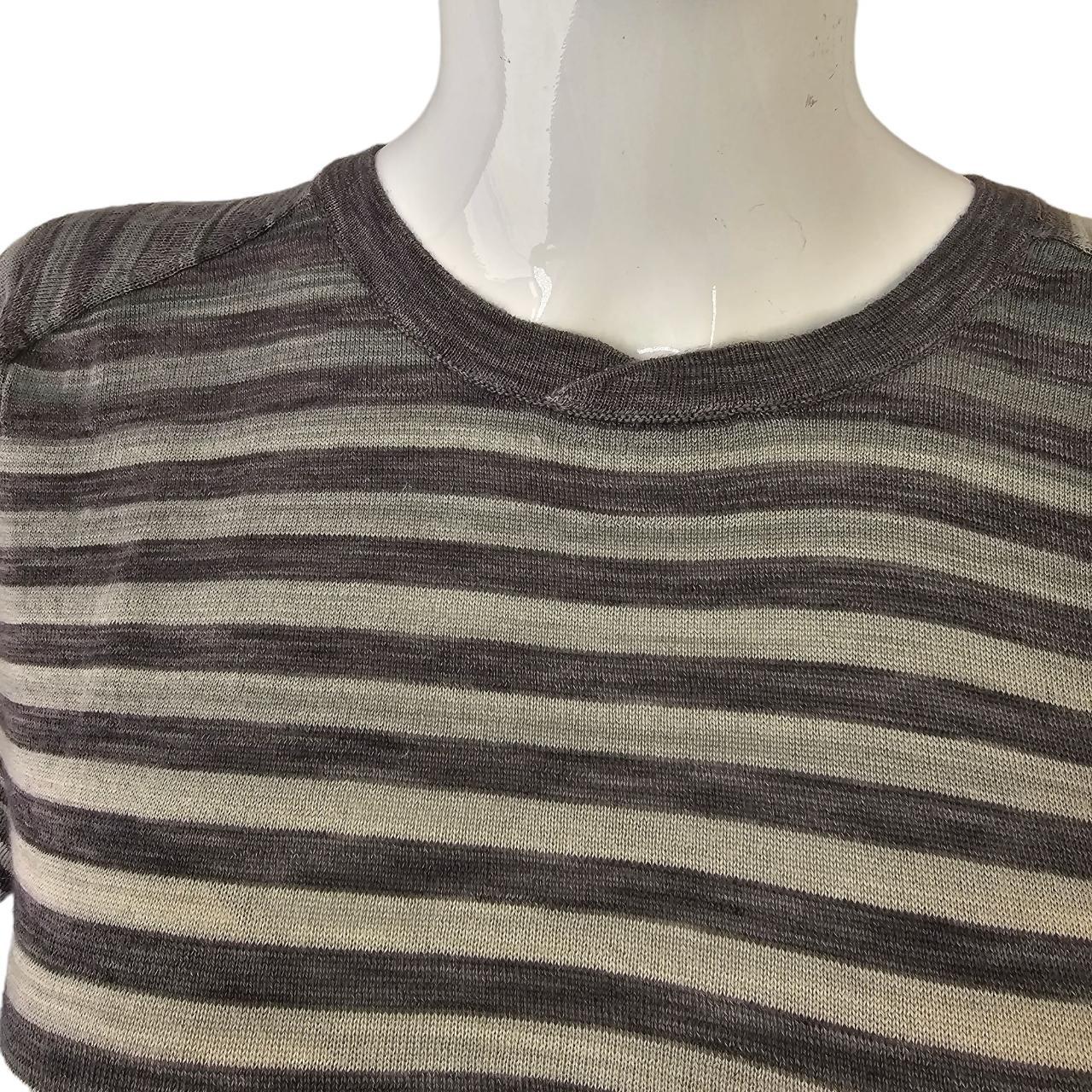 Elie Tahari Gray Stripe Pullover Sweater Long Slv... - Depop