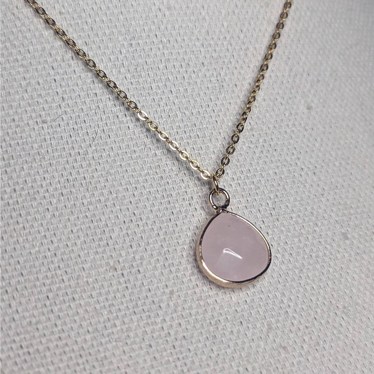 Gold Rose Quartz Pendant Crystal Necklace. Comes on... Depop