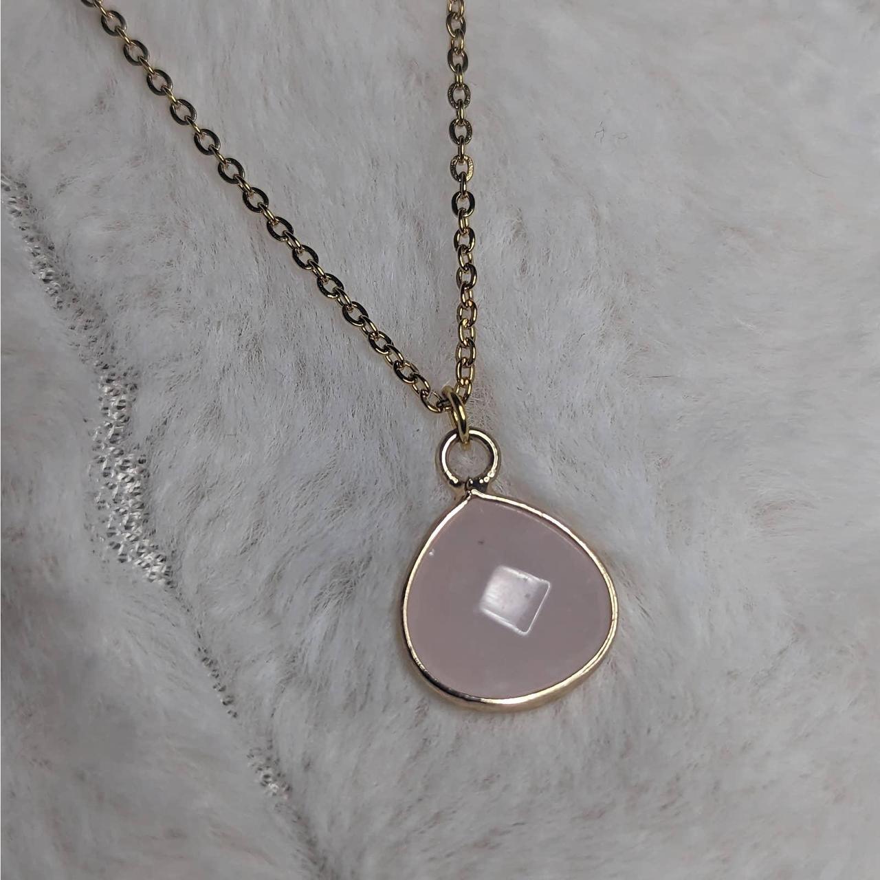 Gold Rose Quartz Pendant Crystal Necklace. Comes on... Depop