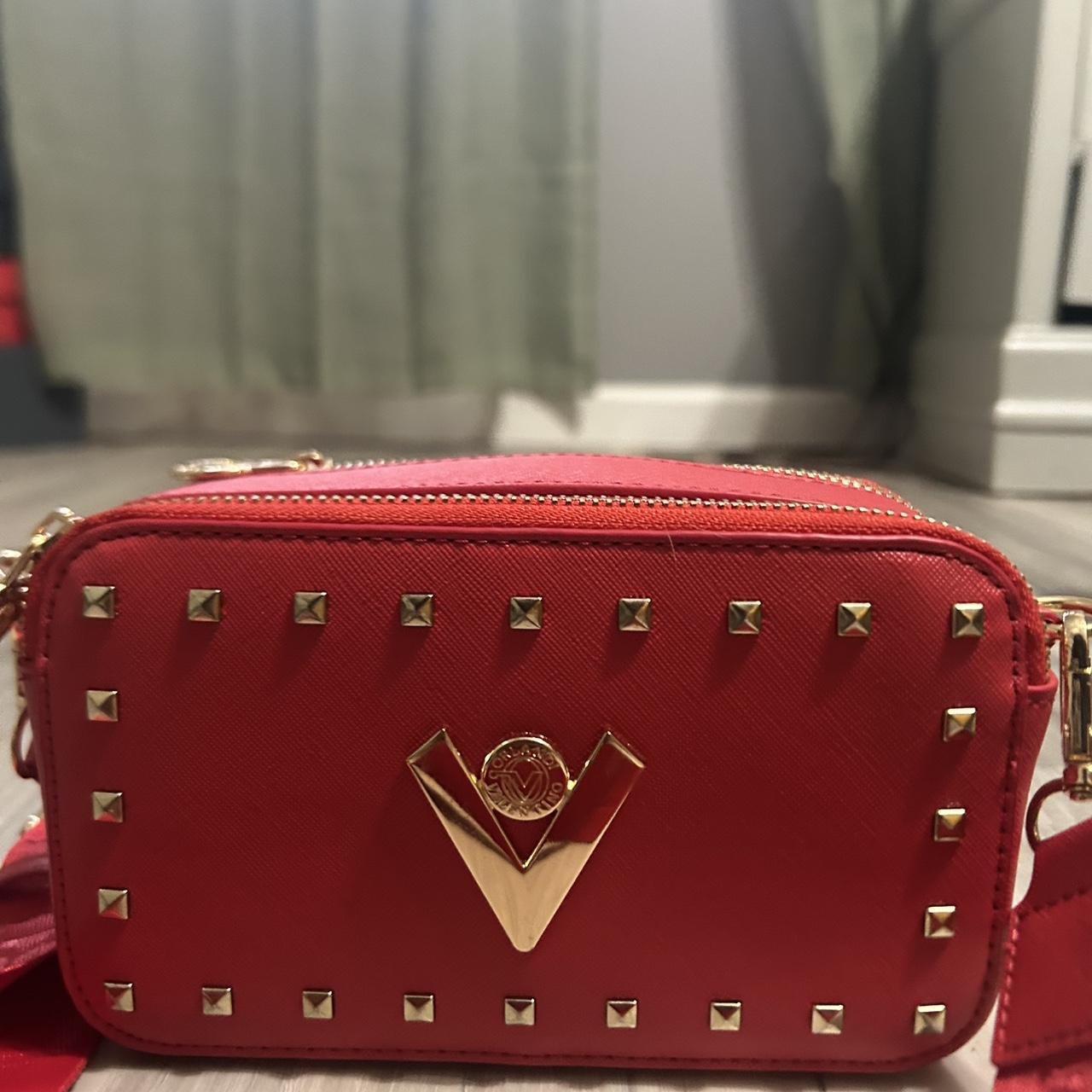 Valentino Bags Women's Wallet - Red – Valentino Orlando Red Gold Studded Double Zip …