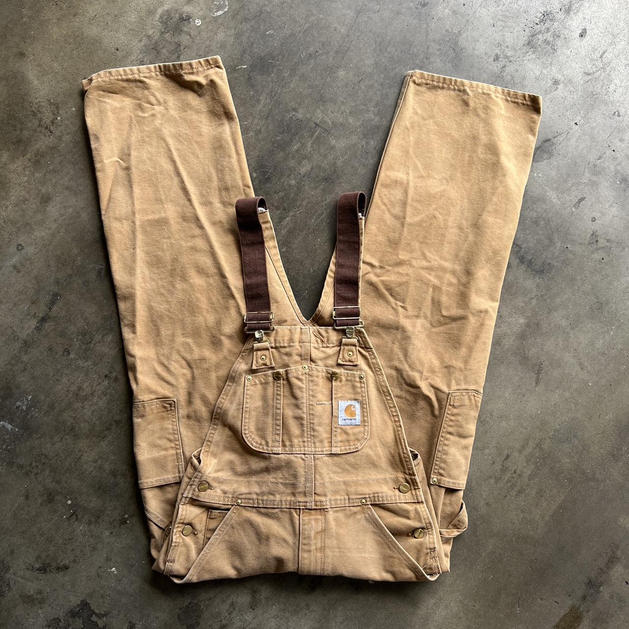 Carhartt Men's Tan and Brown Dungarees-overalls | Depop