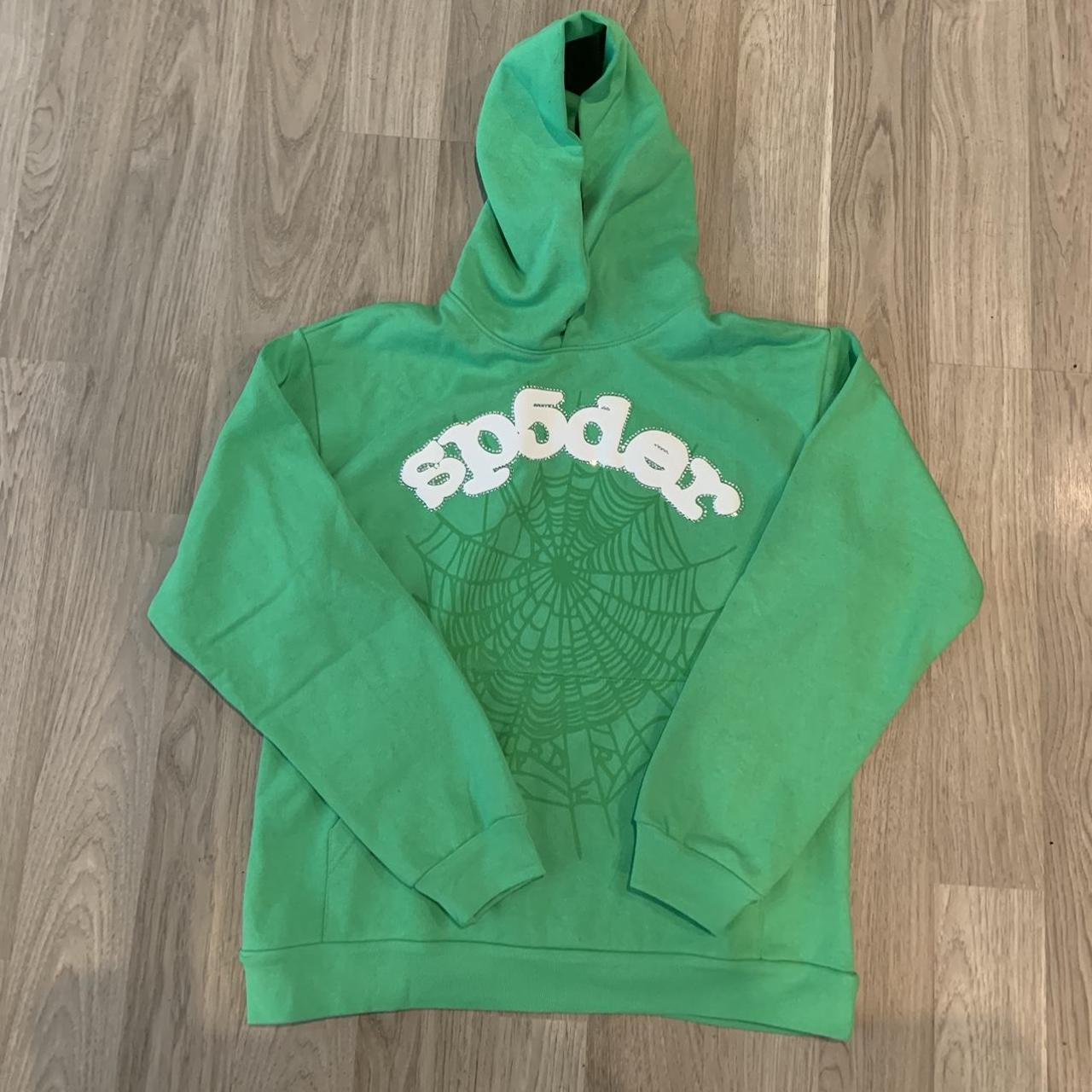 ‼️PAY THRU DEPOP‼️ Green Sp5der Hoodie Large Brand new... - Depop