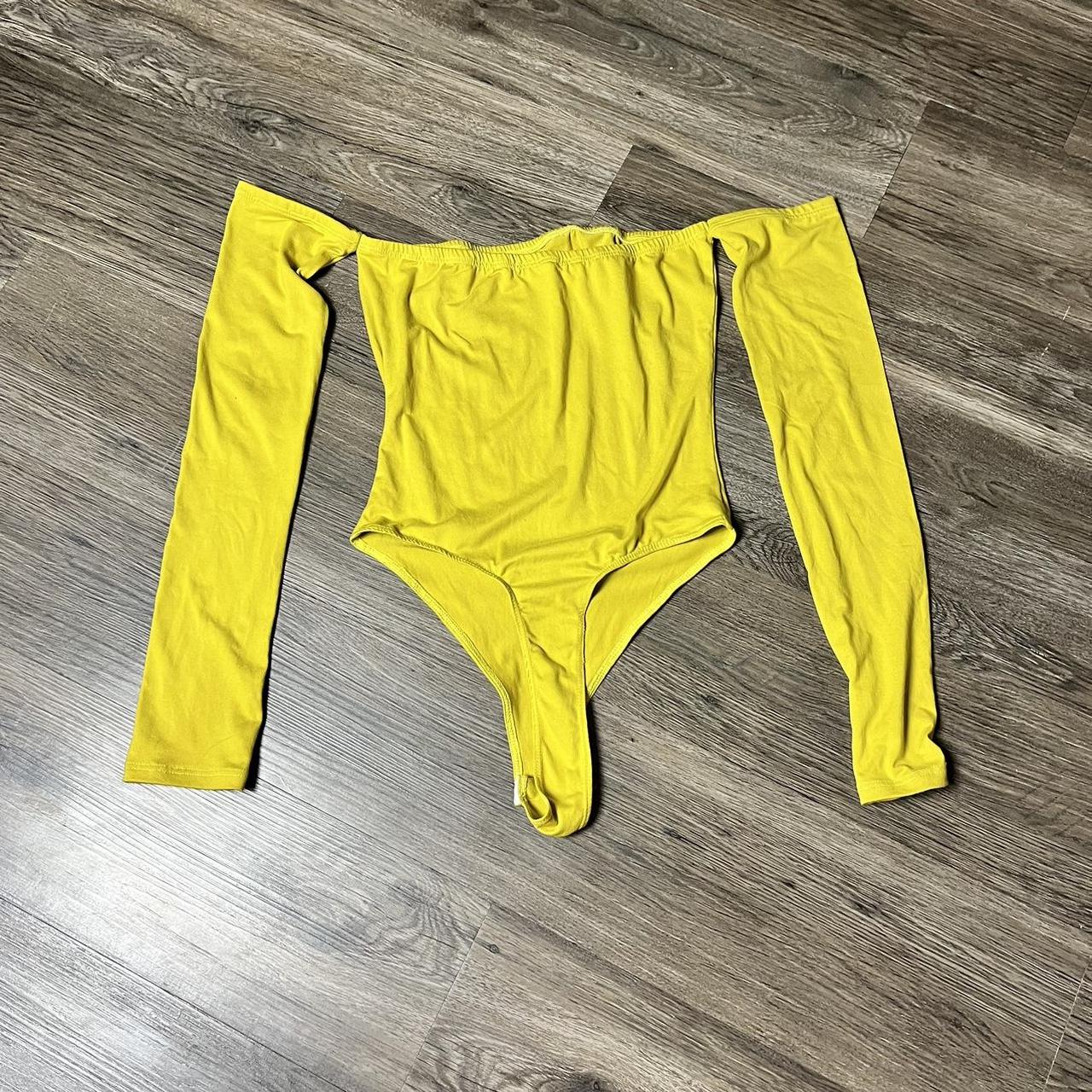 cute bodysuit yellow Depop