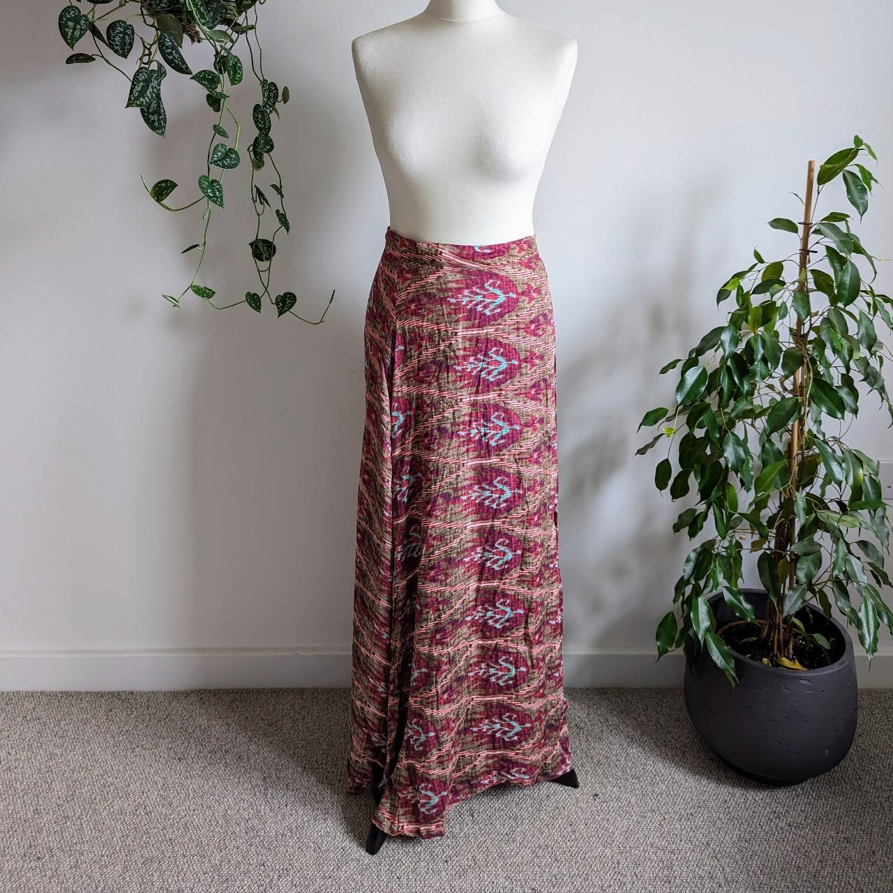 Free People Style Bohemian Pink Wrap Maxi Skirt One... - Depop