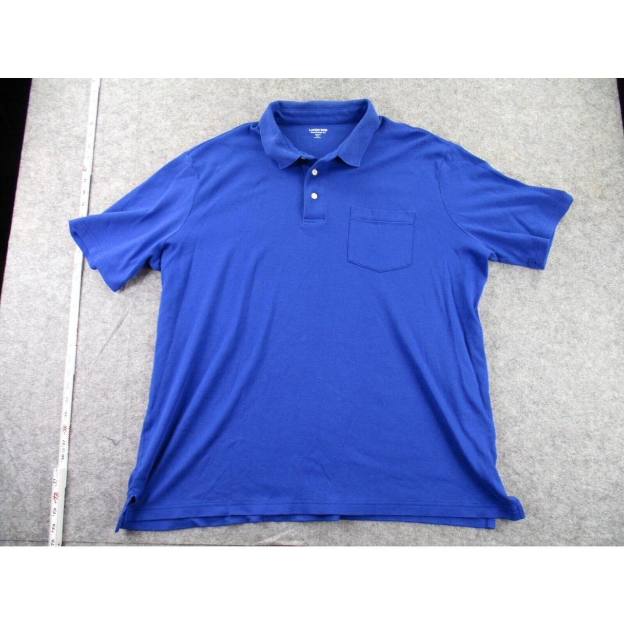 Lands End Mens Polo Shirt XXL Tall Blue Stretch 100... - Depop