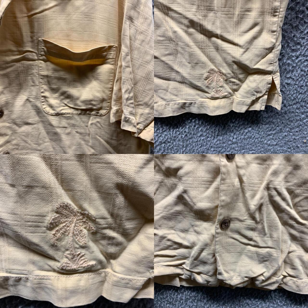 Vintage Tommy Bahama 100% Silk Shirt Adult Large Yellow Striped Mens  Hawaiian