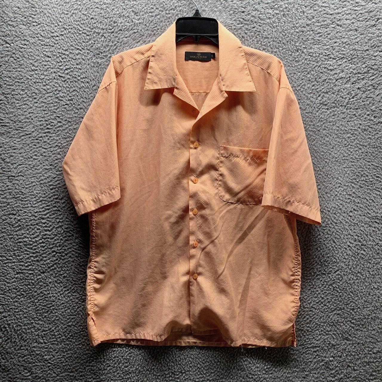 Bugatchi Men's White and Orange Shirt