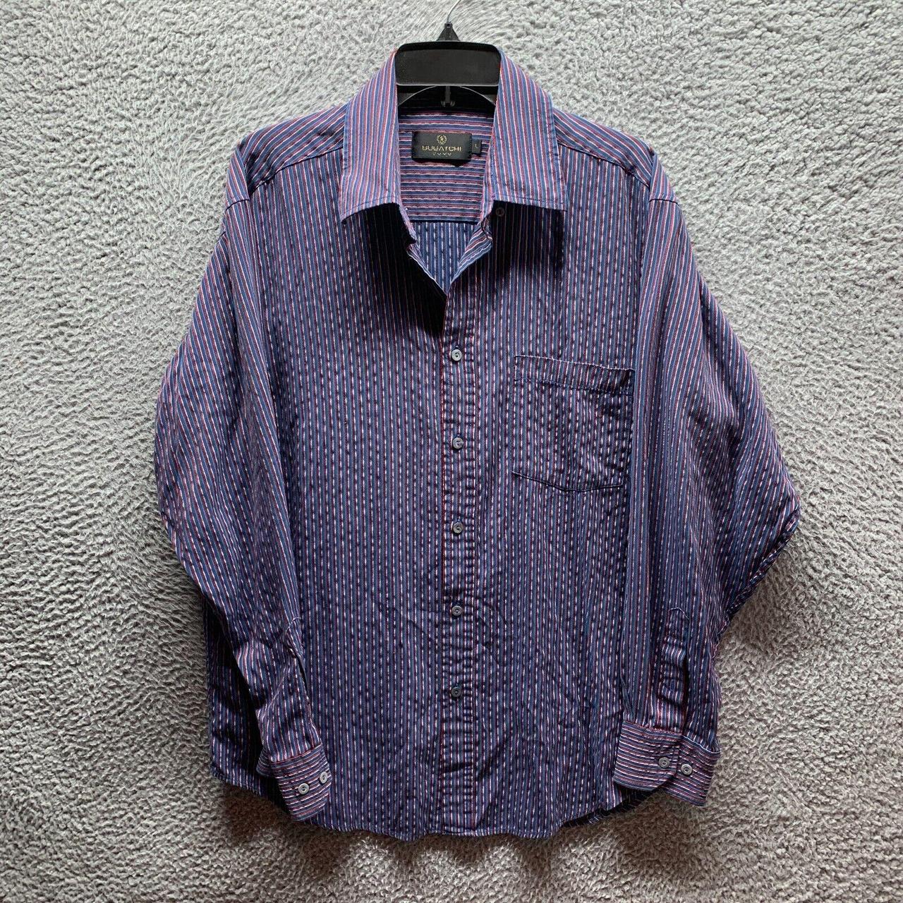 Bugatchi Men's Blue and Red Shirt