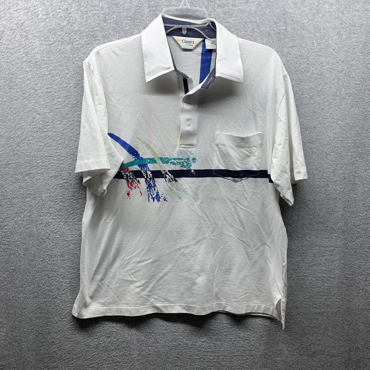 Vintage Palmland Polo Shirt Adult Large Blue White... - Depop