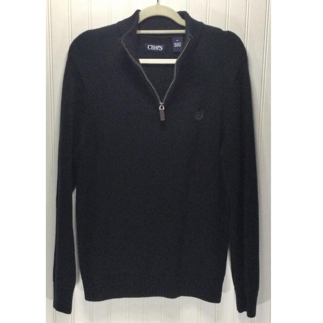 CHAPS Mens Size M Black 1/4 Zip Knit Pullover... - Depop