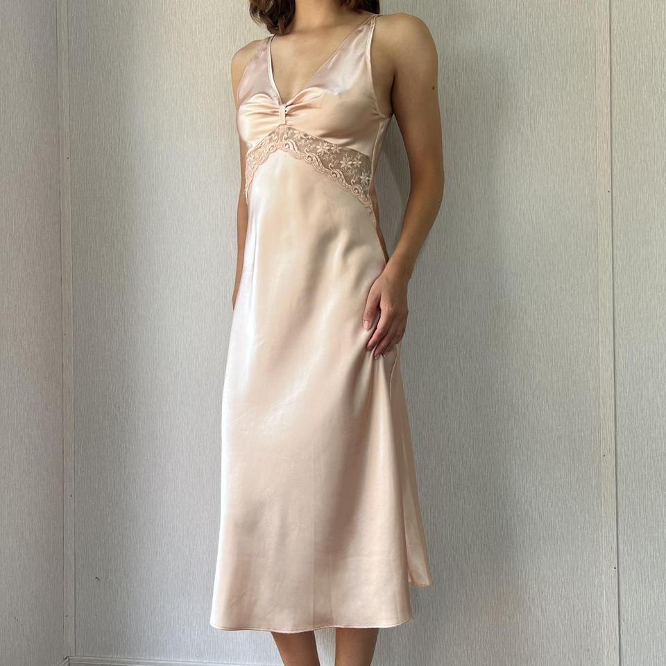Satin slip-dress - Depop