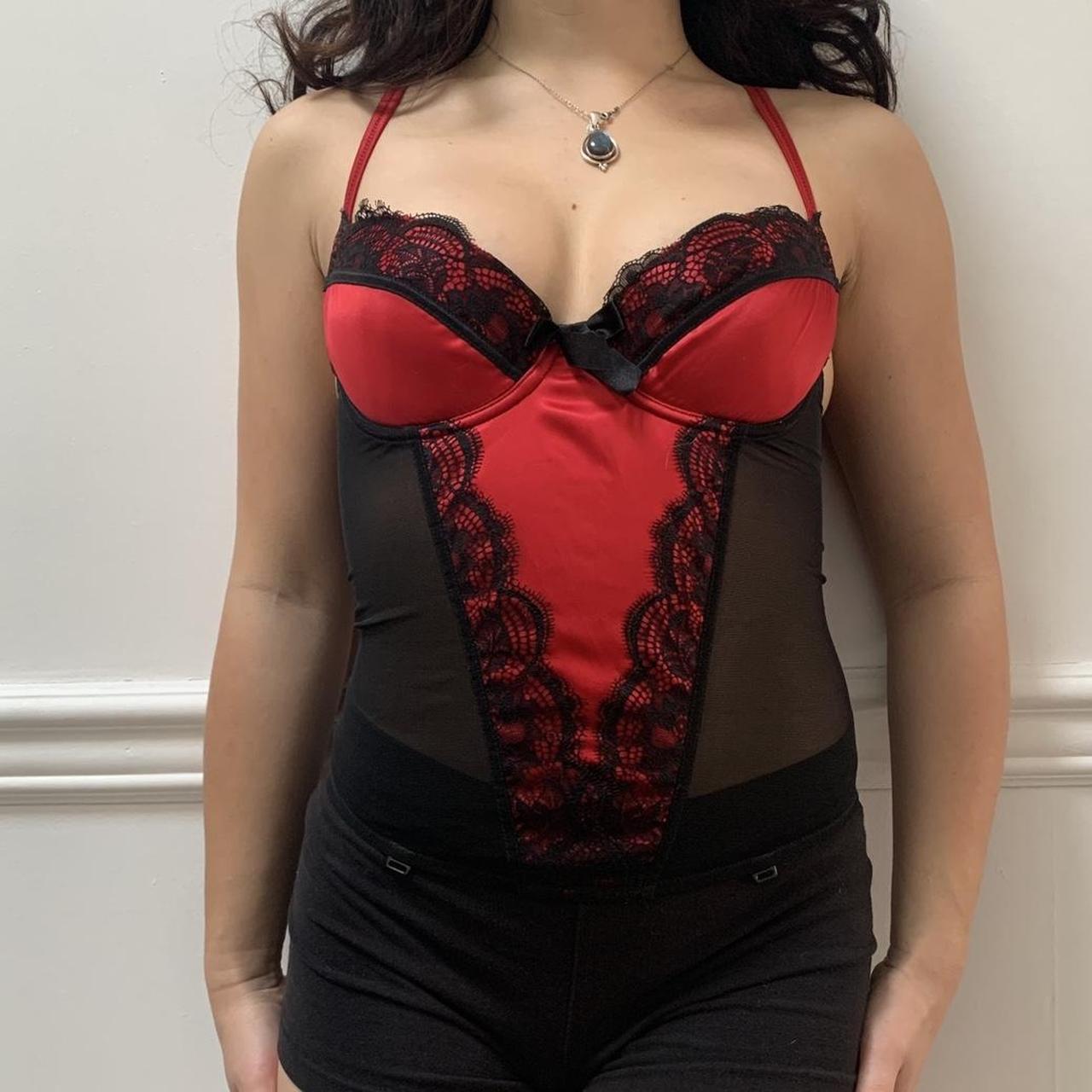 Handmade red and black vampire corset top This - Depop