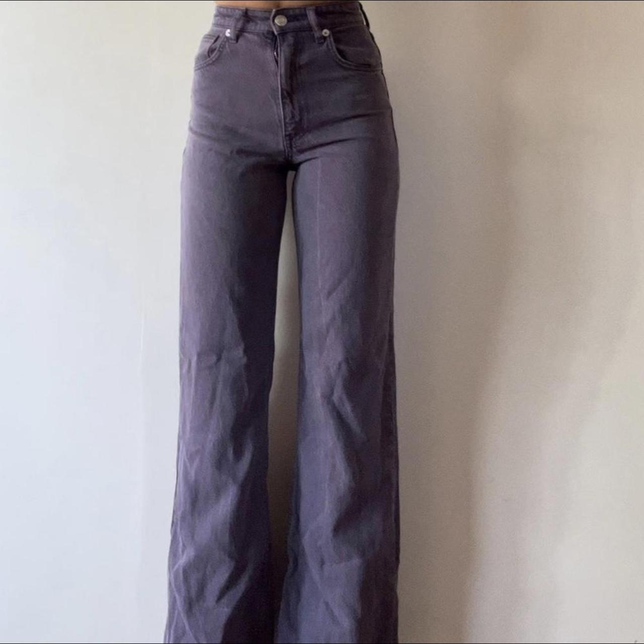 Zara purple high waisted flare jeans size 0 - Depop