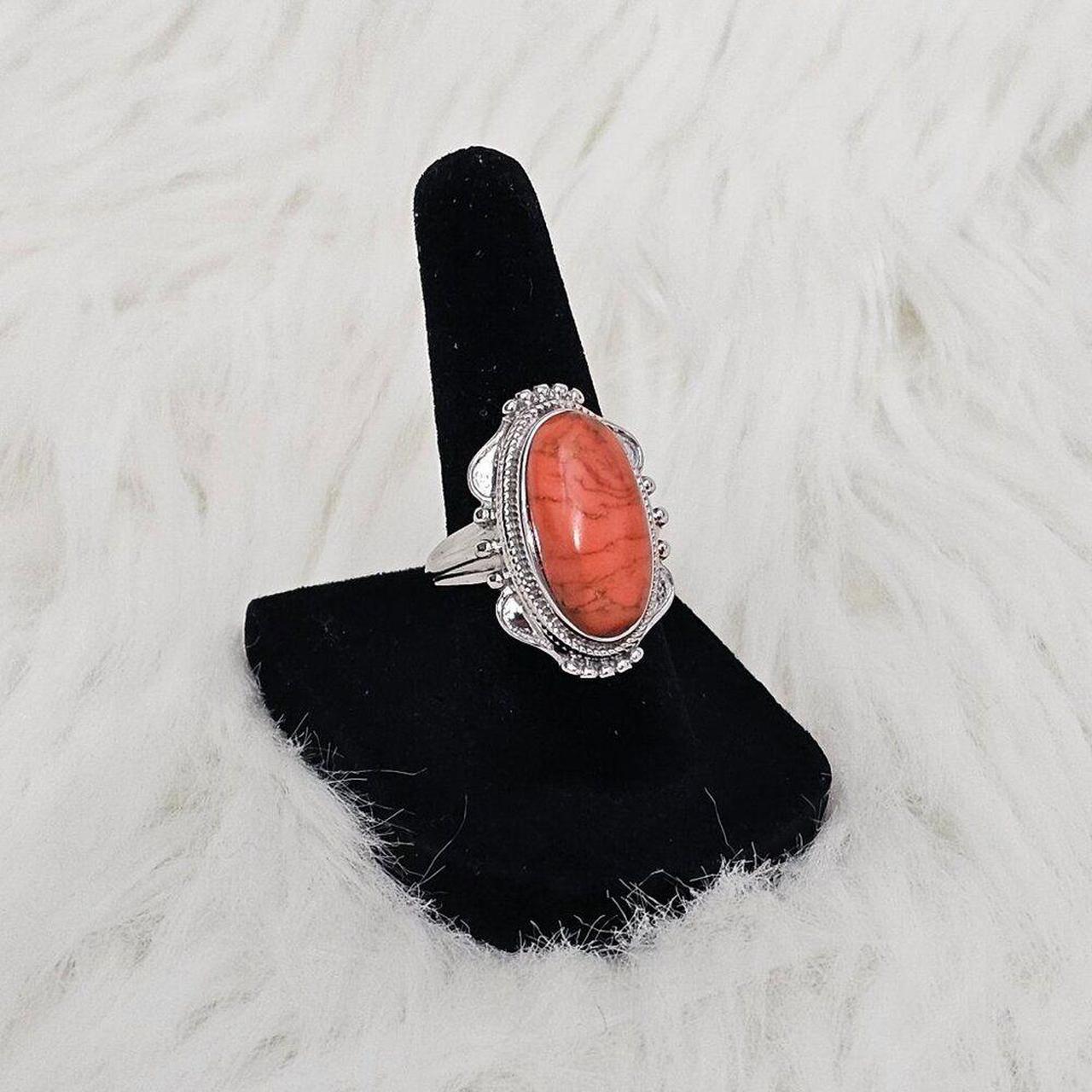 Source Unknown Women's Ring - Silver/Orange – Moj… - image 1