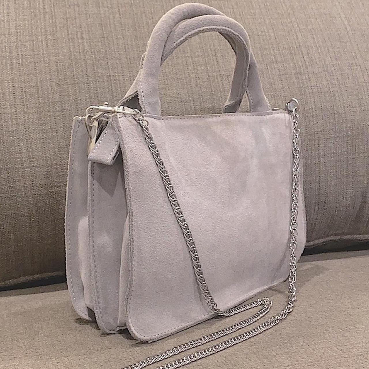 Quality handmade grey suede leather purse with tone on tone beads. -  Maisha.Style