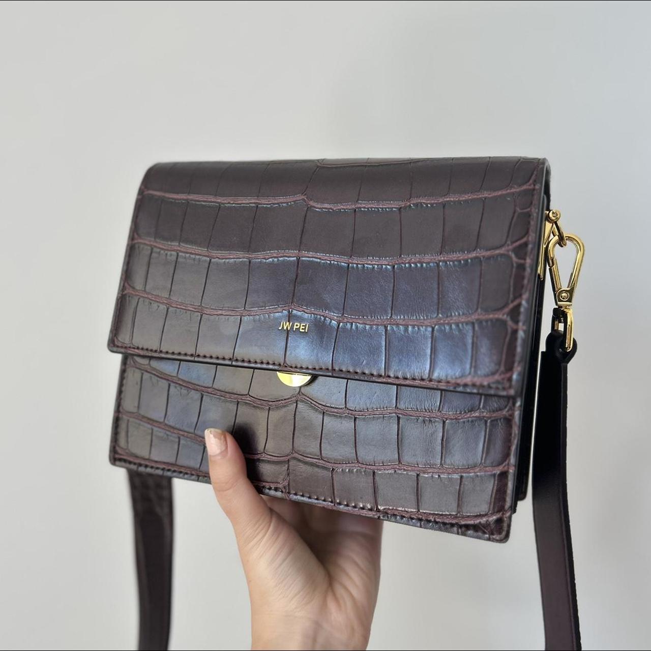 JW Pei mini flap crossbody purse in brown croc vegan - Depop