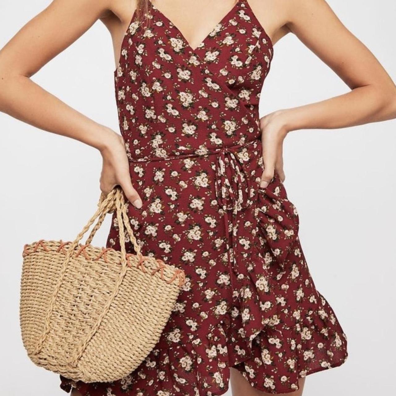 Free People All My Love Wrap Slip Dress in Burgundy