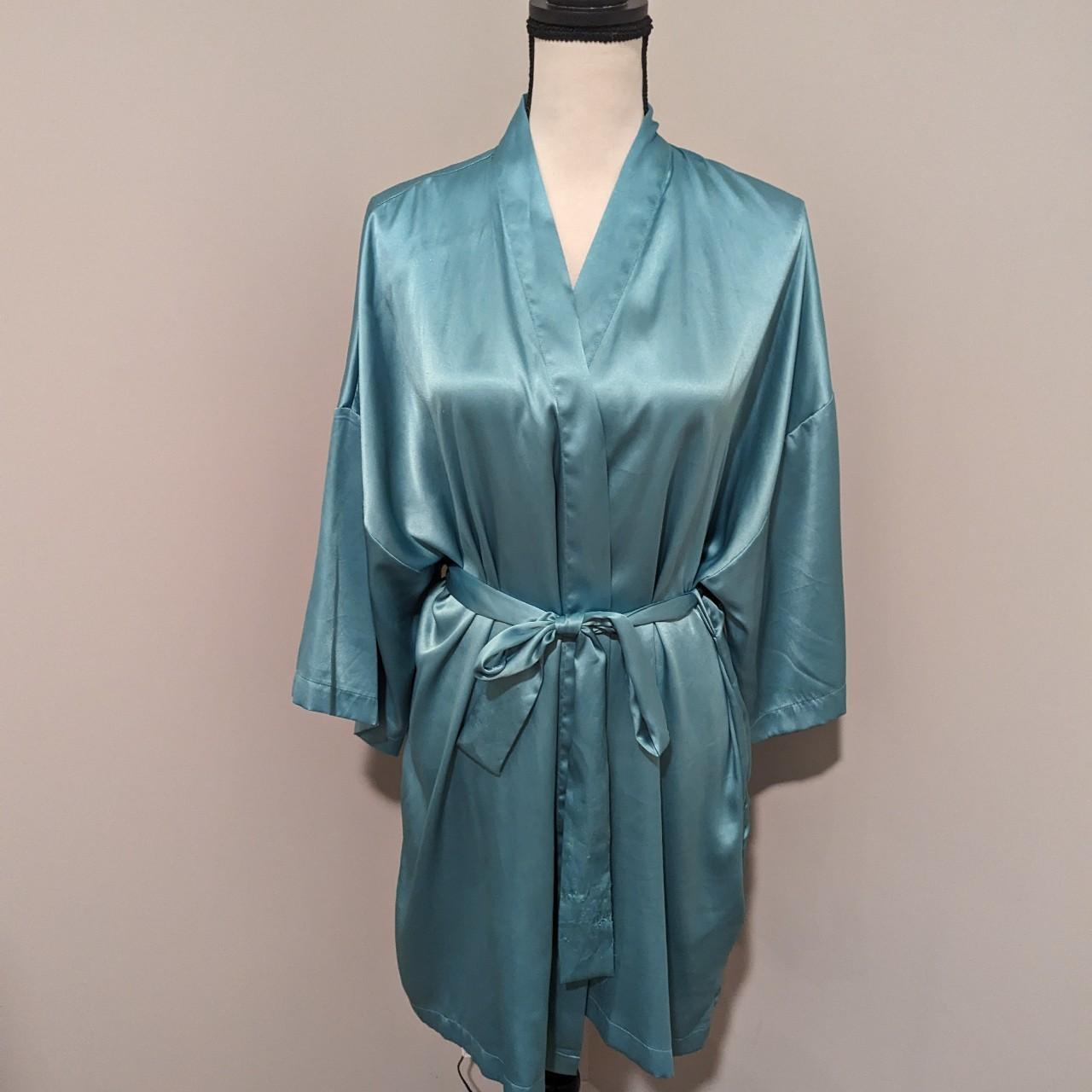 Victoria's secret angels torquoise satin Robe... - Depop