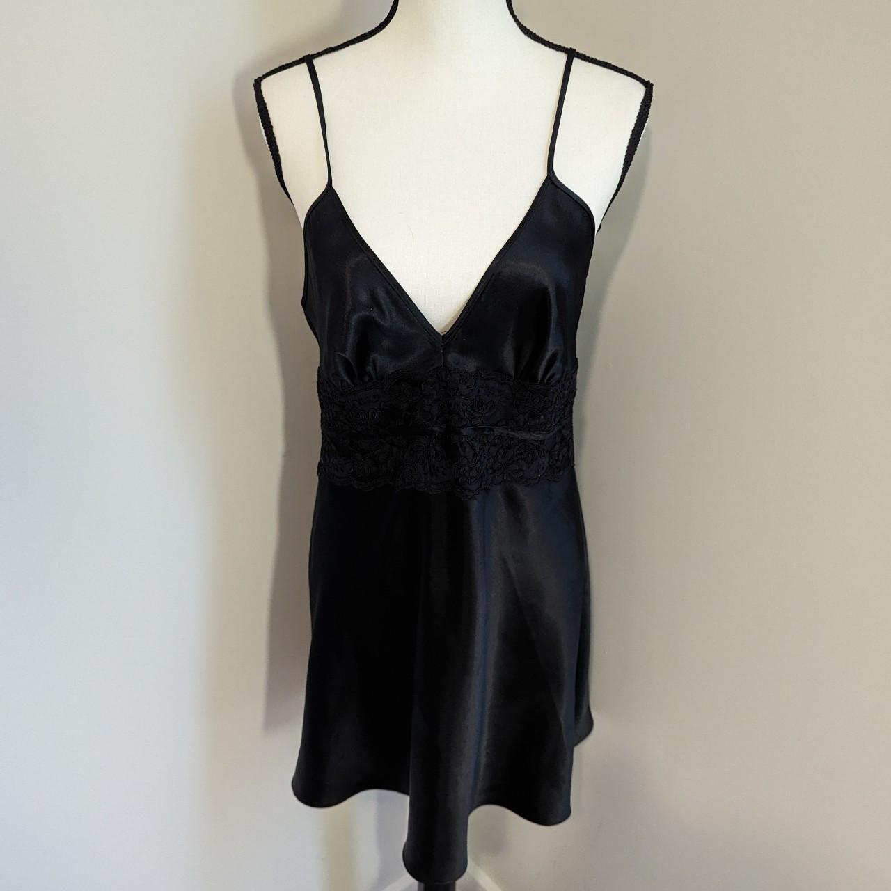 Jones new York black Satin and lace nightgown slip Depop