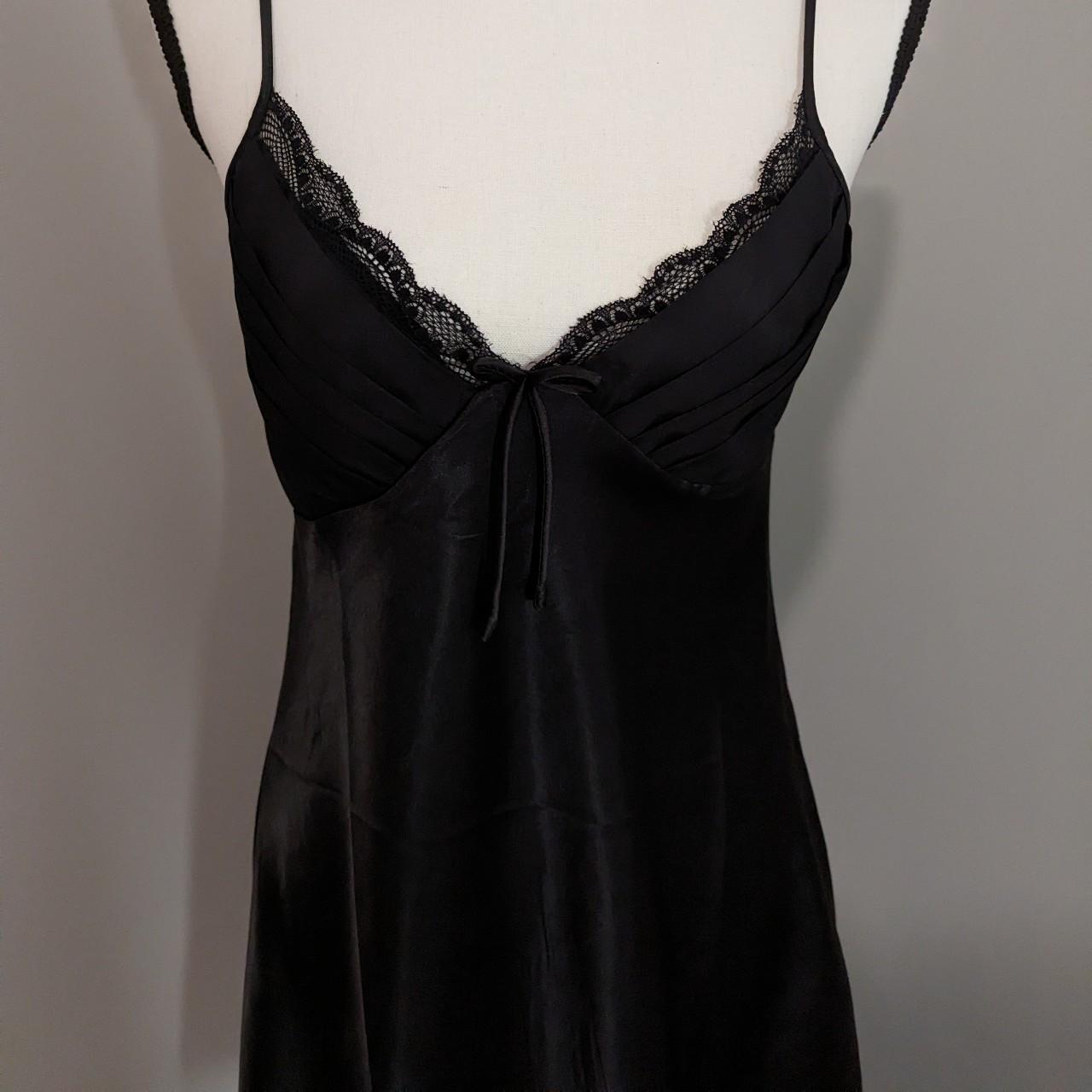 Satin black nightgown slip babydoll lingerie gown... - Depop