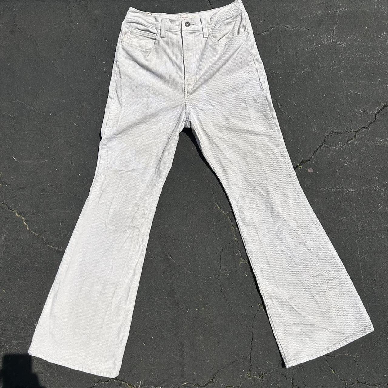 70s High Flare Cream High-Waisted Corduroy Pants