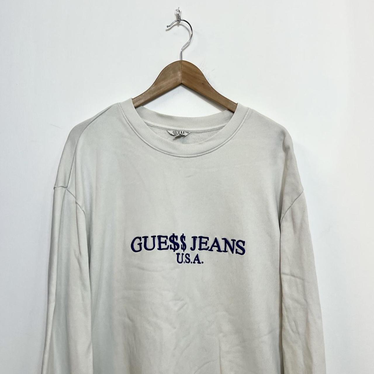 Guess Men's White and Blue Sweatshirt | Depop