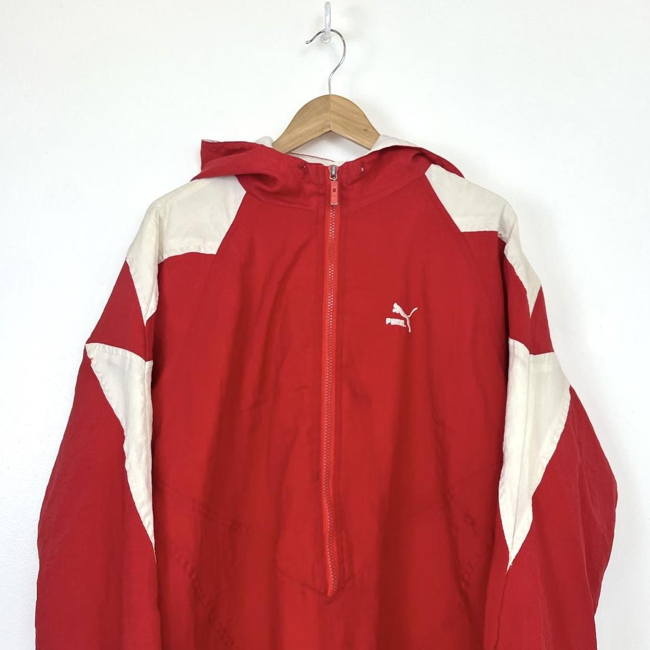 90 s Puma Red White Hooded Padded Jacket Size