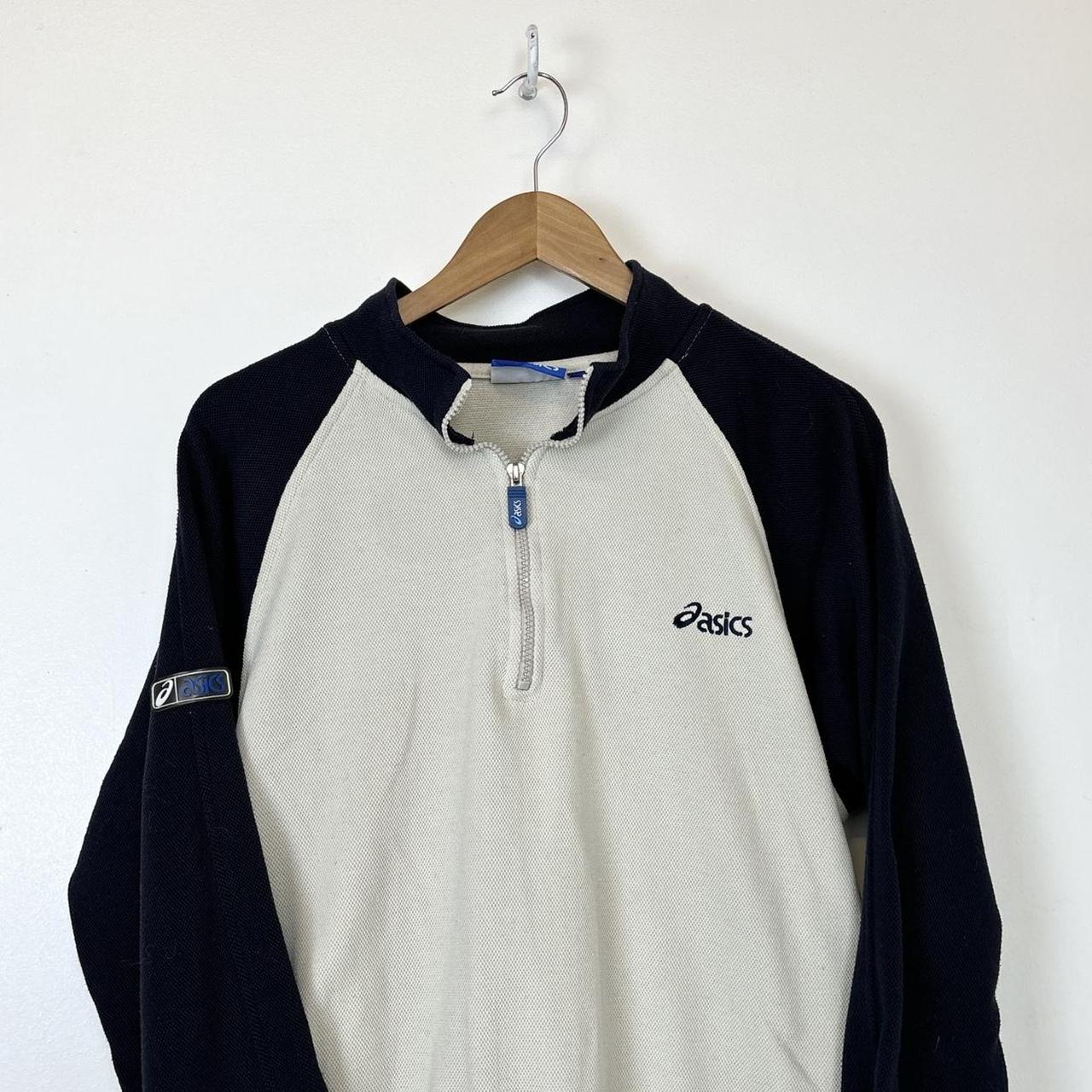 00’s ASICS Cream Blue Quarter Zip - Technical View