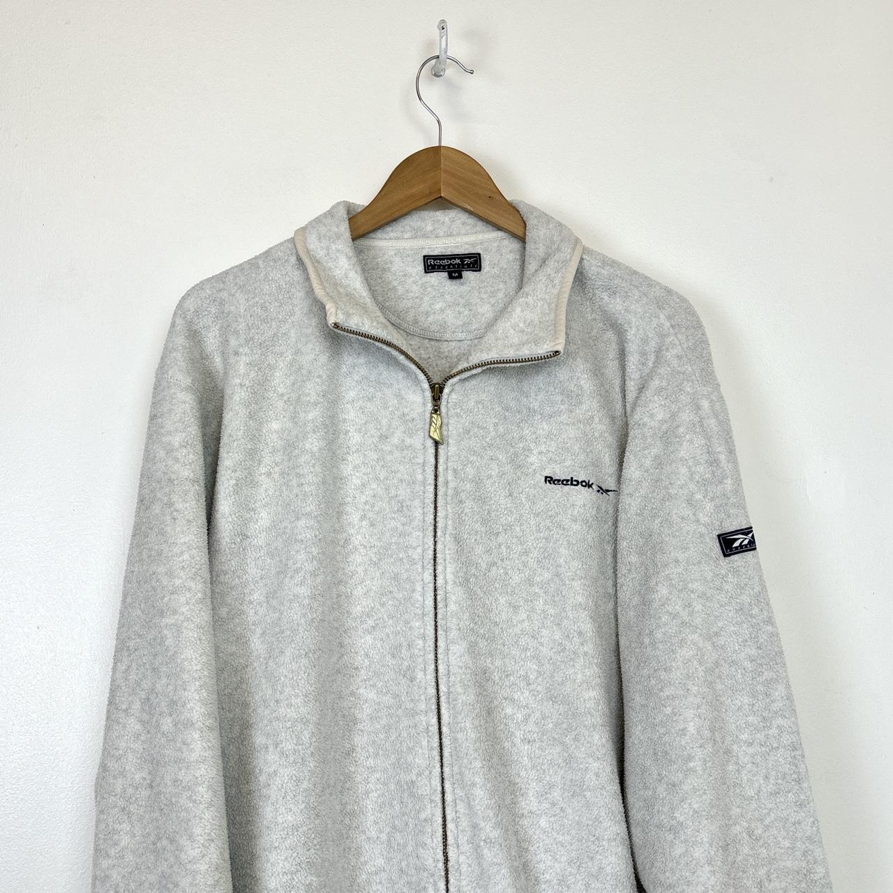 00's Reebok Essentials Grey Full Zip Fleece Depop