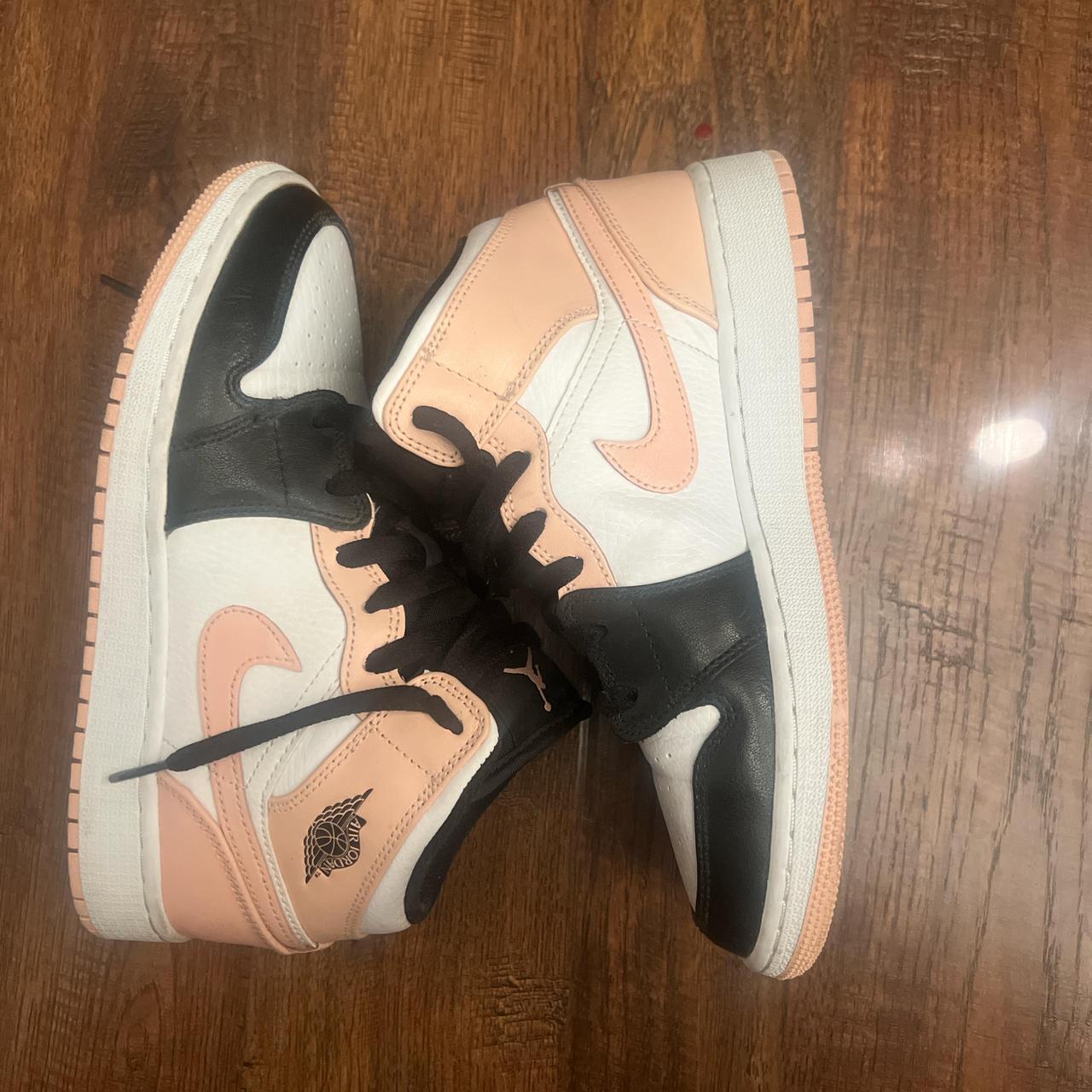 pink/coral jordan 1s -only worn twice -5Y, 6.5... - Depop