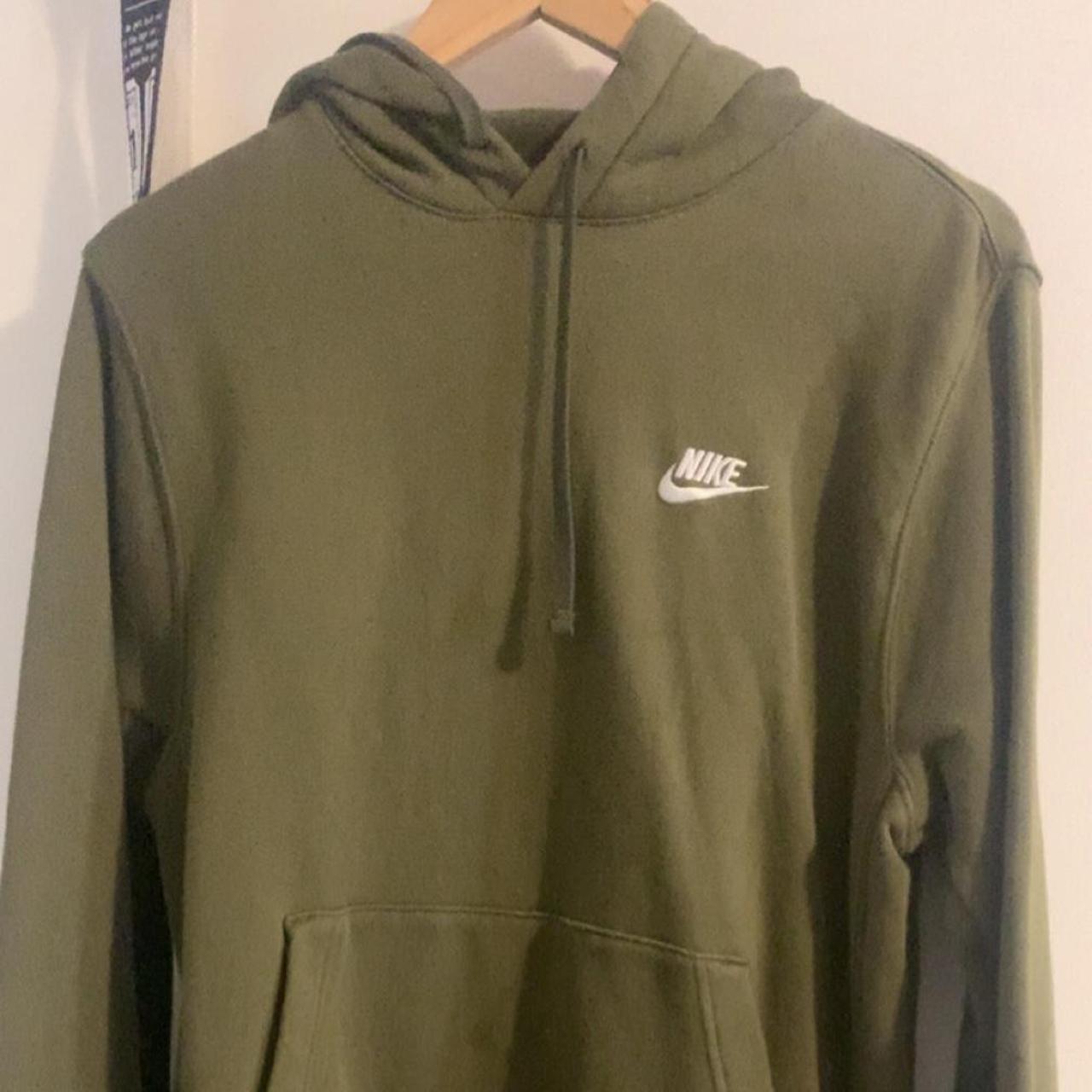 🫒| nike olive fleece hoodie size : s condition: used... - Depop