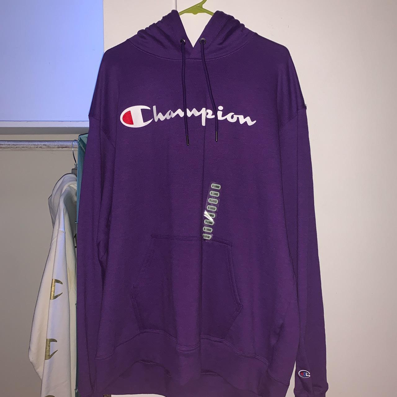 XL purple champion hoodie Depop